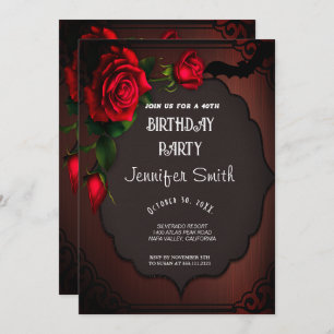 40th Birthday Party Gothic Red Invitation