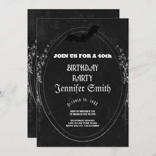 40th Birthday Party Gothic Red Invitation