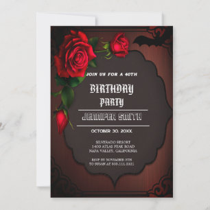 40th Birthday Party Gothic Red Invitation