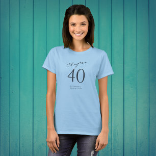 40th Birthday Party Grey Script Blue T-Shirt