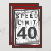 40th Birthday Party Grungy Speed Limit Sign Invitation (Front/Back)