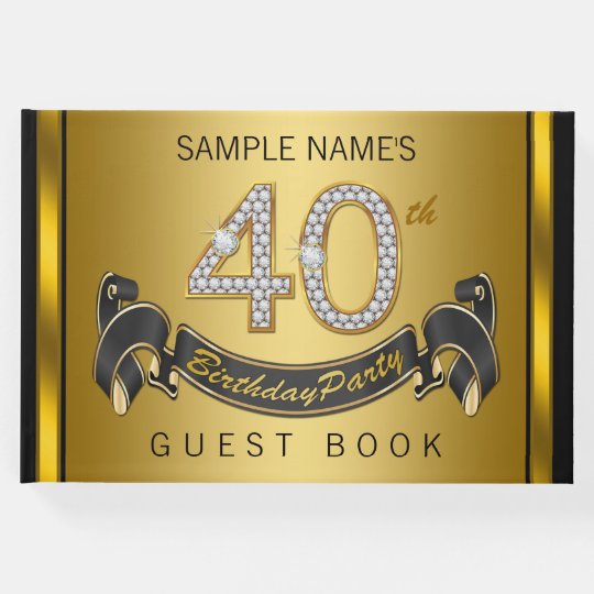 40th birthday party guest book black gold zazzle com