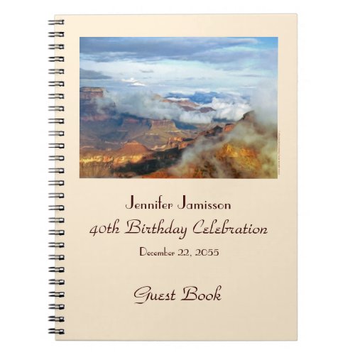 40th Birthday Party Guest Book Grand Canyon Name Notebook