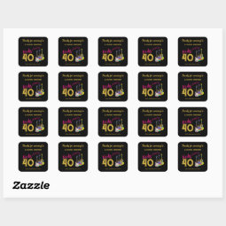 40th Birthday Party Guitar Rocks 40 Thank You Square Sticker | Zazzle