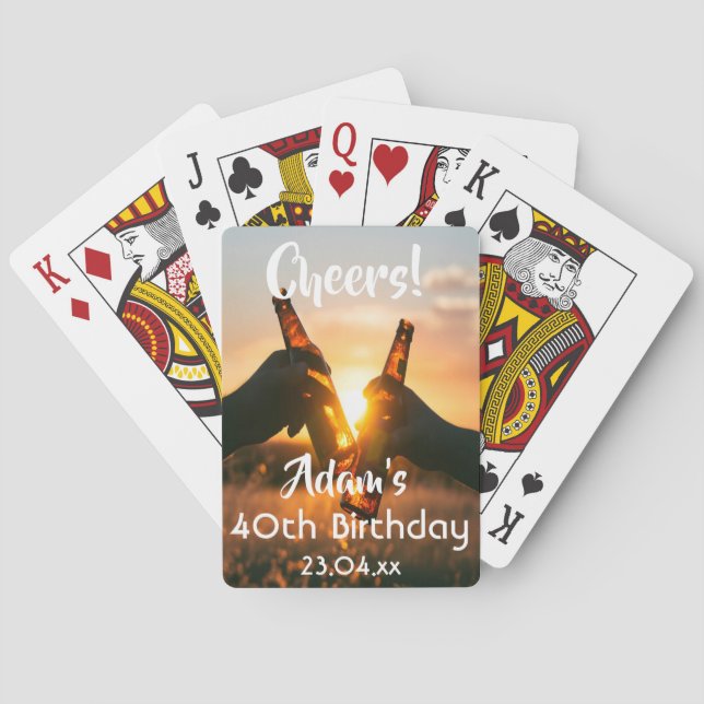 40th birthday party guys men cheers beer poker cards (Back)