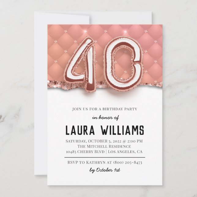 40th Birthday Party Invitation (Front)