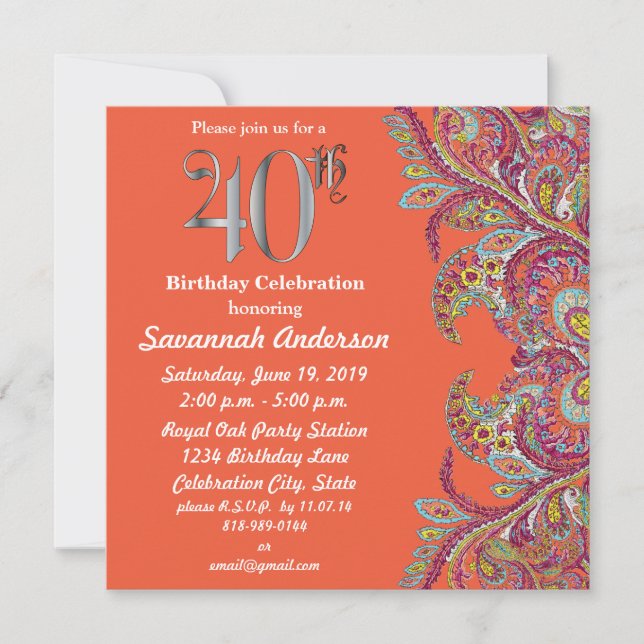 40th Birthday Party Invitation (Front)