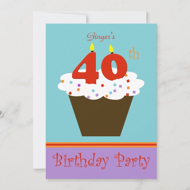 40th Birthday Party Invitation 40 Candles (Front)