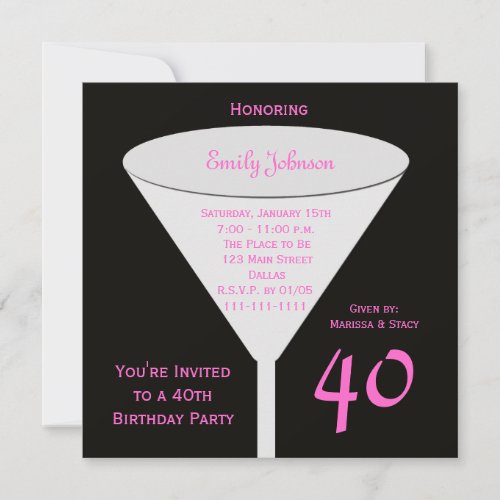 40th Birthday Party Invitation -- 40th Toast