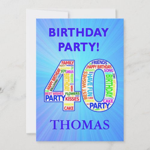 40th Birthday Party Invitation Add a Name