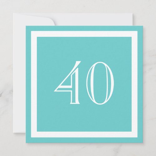 40th Birthday Party Invitation - Aqua