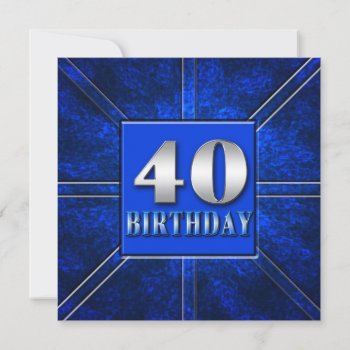 40th Birthday Party Invitation - Blue/silver by TrudyWilkerson at Zazzle
