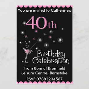 40th Birthday Party Invitation - Cocktail Glass