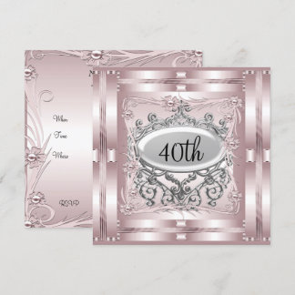 40th Birthday Party Invitation Pink