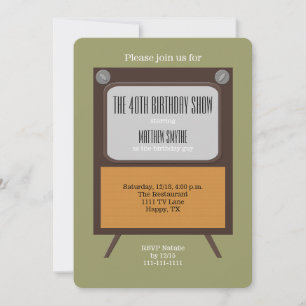 40th Birthday Party Invitation Vintage TV