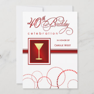 40th Birthday Party Invitations - Custom Maroon