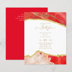 40th Birthday Party Invitations Glitter Glamour
