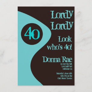 40th Birthday Party Invitations Teal Brown