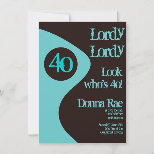 40th Birthday Party Invitations Teal Brown