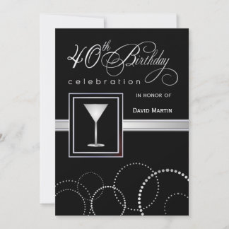 40th Birthday Party Invitations - with Monogram