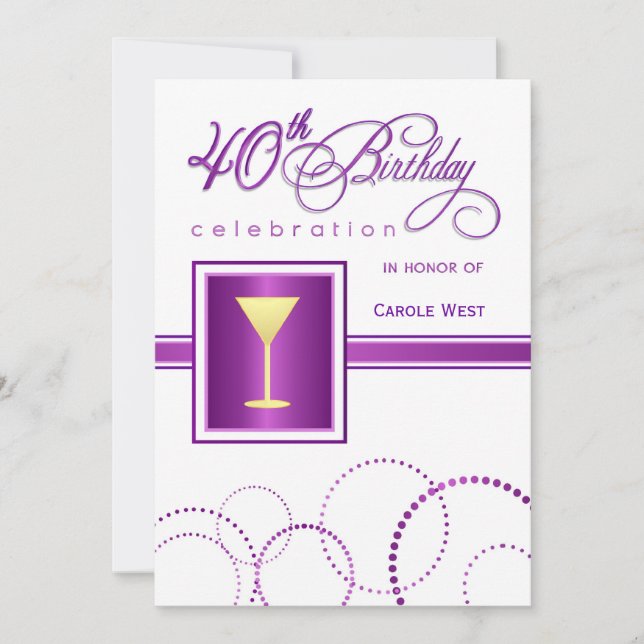 40th Birthday Party Invitations - with Monogram (Front)