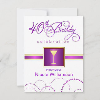 40th Birthday Party Invitations - with Monogram