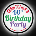 40th Birthday Party LED Sign<br><div class="desc">To celebrate a special birthday. Designed for someone who is 40 years of age. 40th birthday celebration. Birthday party. Add the name and number. Birthday party illuminated sign.</div>