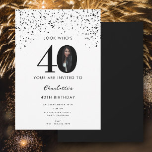 40th Birthday Party Look Who's 40 Modern Photo Invitation