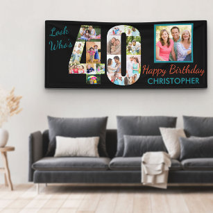 40th Birthday Party Look Who's 40 Photo Collage  Banner
