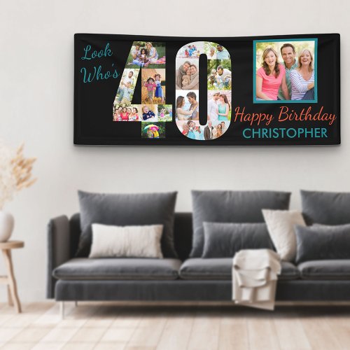 40th Birthday Party Look Whos 40 Photo Collage  Banner
