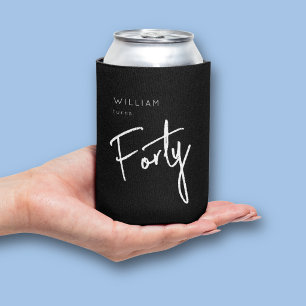 40th birthday party men's classic black can cooler