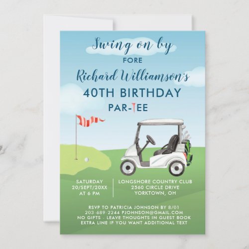 40th Birthday Party Mens Golf Theme Party   Invitation
