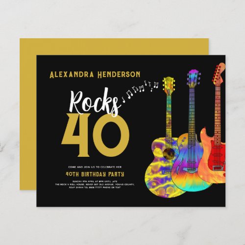 40th Birthday Party Music Guitars Rocks 40