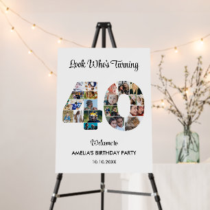 40th Birthday Party Number 40 Photo Collage Foam Board