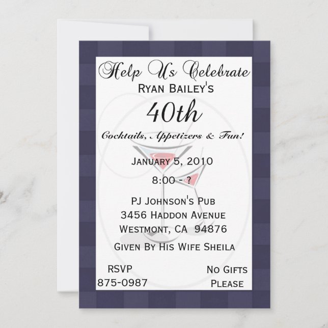 40th Birthday Party Personalized Invitation (Front)