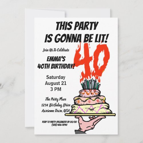 40th Birthday Party Personalized Photo Invitation