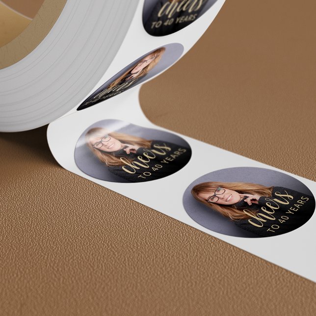 40th Birthday Party Photo Cheers Classic Round Sticker (Creator Uploaded)