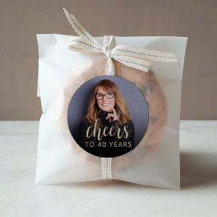 40th Birthday Party Photo Cheers Classic Round Sticker