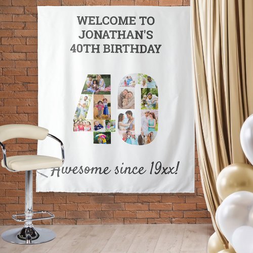 40th Birthday Party Photo Collage Backdrop