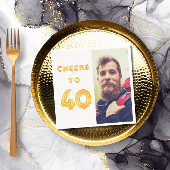 40th Birthday Party Photo Gold Balloons Cheers Napkins by EllenMariesParty at Zazzle
