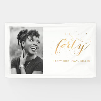 40th Birthday Party Photo Gold Confetti Banner