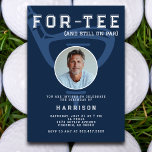 40th Birthday Party Photo Modern Golf Blue Invitation<br><div class="desc">Celebrate in style with this golf-themed milestone birthday invitation, featuring the clever pun "For-Tee (and still on par)" for a fun and sporty touch. Set against a vibrant blue background, this design showcases a bold golf club and tee illustration, with a customizable photo of the birthday honoree inside the golf...</div>