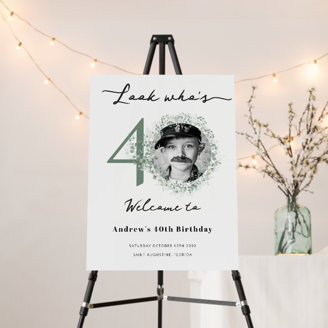 40th Birthday Party Photo  Welcome Foam Board (In Situ (Stand))