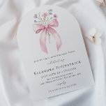 40th Birthday Party Pink Bow Wildflower Arch Invitation<br><div class="desc">A feminine pink coquette bow is decorated with small pink and purple wildflowers.</div>