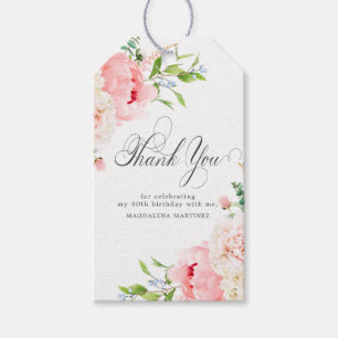 40th Birthday Party Pink Floral Custom Favor Tags