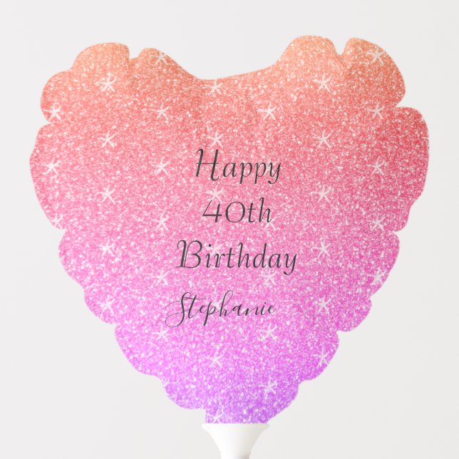 40th Birthday Party Pink Ombre Glitter Starfish Balloon (Front)