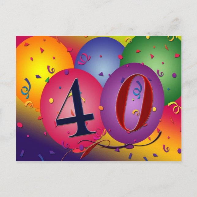 40th birthday party postcard invites (Front)