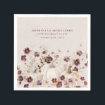 40th Birthday Party Pumpkin Wildflower Custom Napkins<br><div class="desc">Fall pumpkins are nestled in delicate burgundy red wildflowers to create an elegant aesthetic. All of the text is editable so you can easily craft your own special mood.</div>