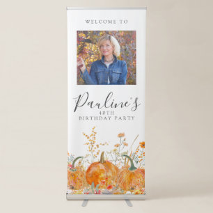 40th Birthday Party Pumpkin Wildflower Photo Retractable Banner