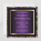 40th Birthday Party | Purple & Gold Metallic Invitation | Zazzle